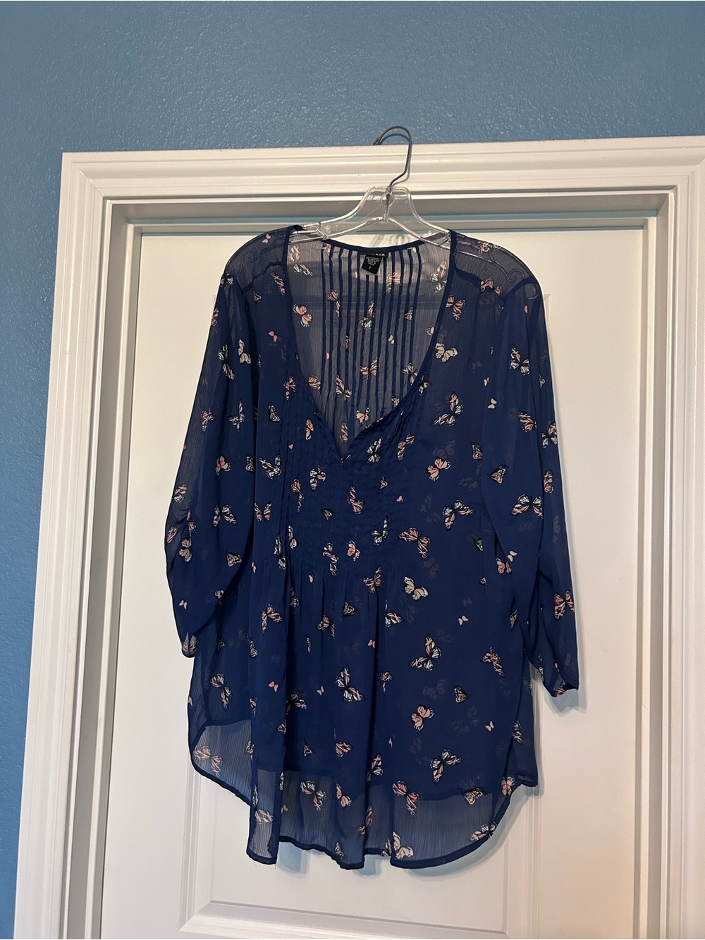 torrid Navy Butterfly Print V-Neck Tunic